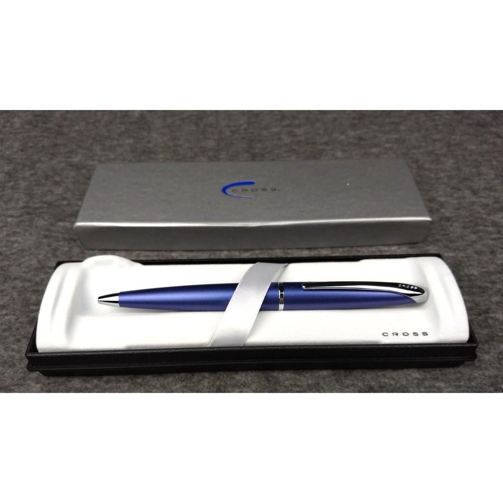 Cross ATX Ballpoint Pen Chrome Trim & Clip Blue Purple Original Box USA Made NOS
